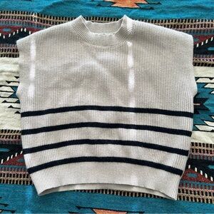 Amazon Essentials Beige and Black Striped Sweater Top